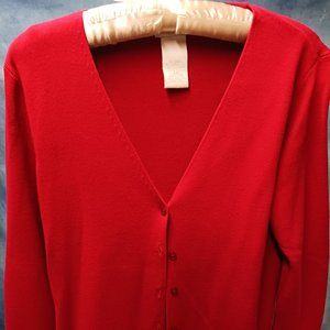 Designer’s Original red V-neck sweater, size medium
